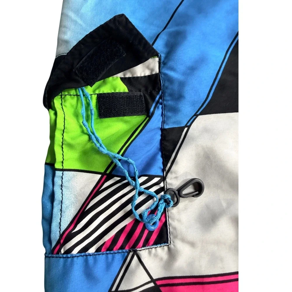 Vintage Y2K Body Glove Board Shorts Size 34 Neon Geometric Pattern Dopamine Surf